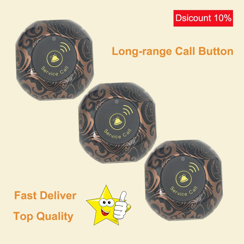 Wireless Paging System For Restaurent 3 One Key Call Button Pager Transmitter Frequency 433MHz: Totem