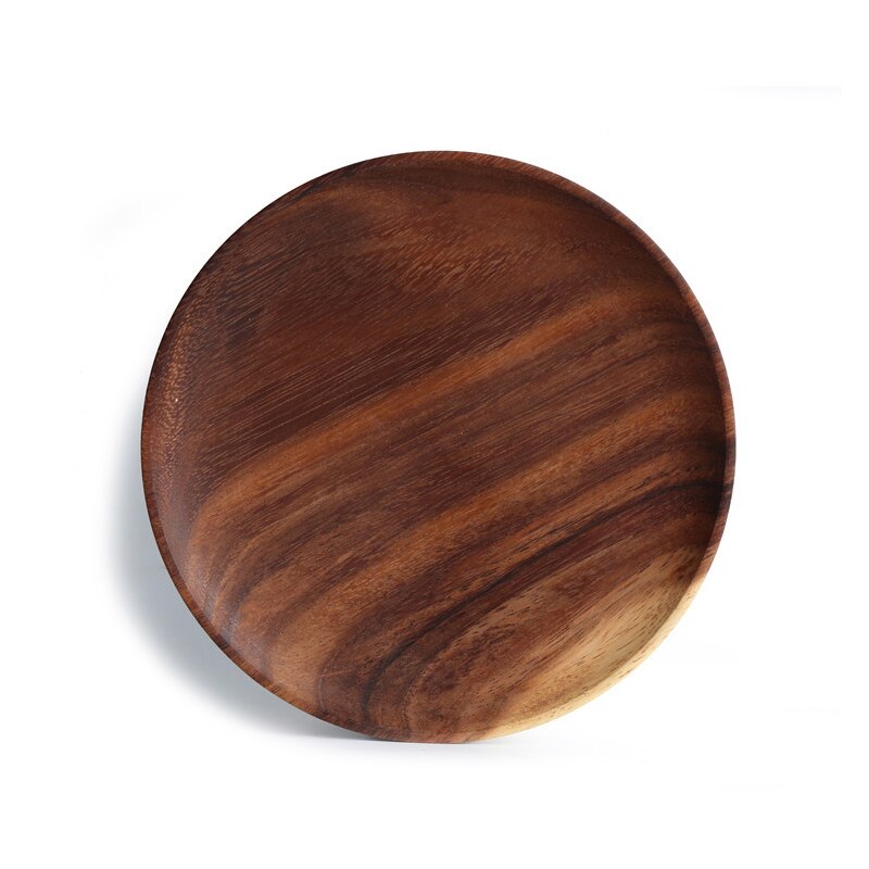 Ronde Massief Houten Plaat Hele Acacia Hout Fruit Gerechten Houten Schotel Thee Dienblad Dessert Diner Ontbijt Plaat Keuken Servies: diameter 11.7inch