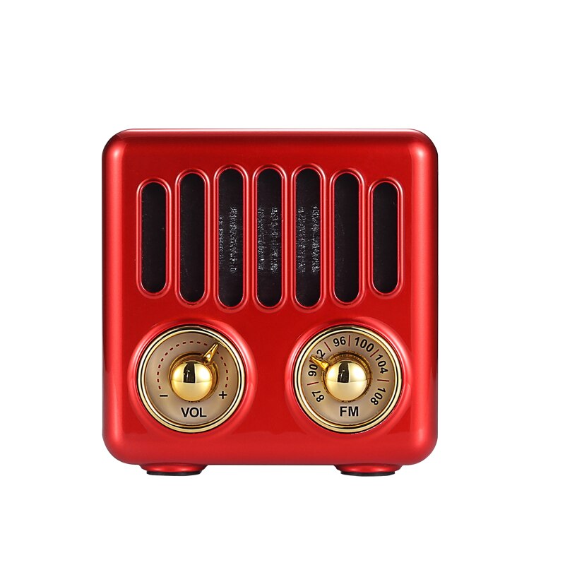 Træ retro radio digital fm radio digital linnet radio bærbar fm radio mini bluetooth højttaler gammeldags klassisk stil: Rød