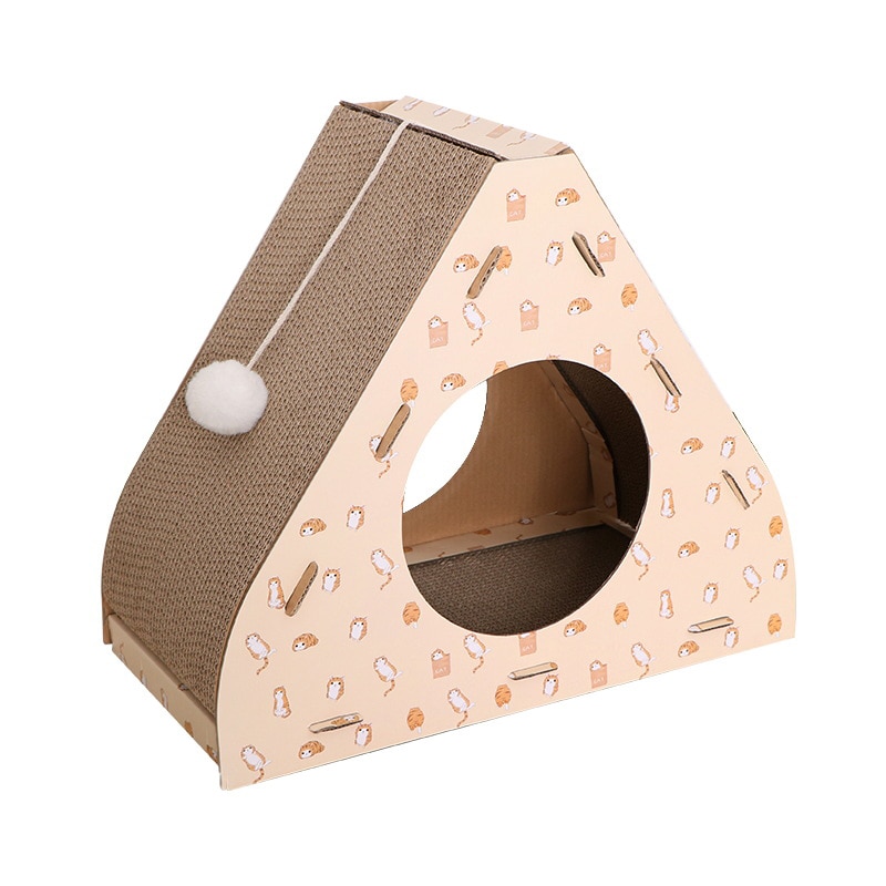 Trekant skrapestolpe for kattesaker papphus rascador para gato for med skrapestolpe katter lekeplass maison chat