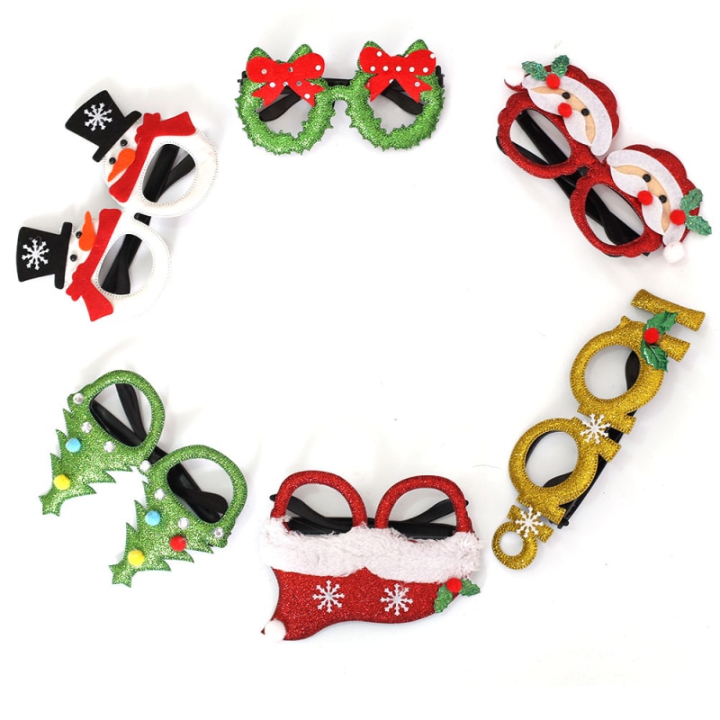 joyeux noël lunettes père noël bonhomme de neige lunettes mignon dessin animé cadre décorations pour la maison pour le nouvel an noël enfants