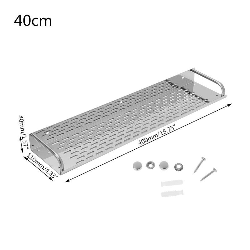 Rustfrit stål køkken badeværelseshylde vægmonteret opbevaringsreol enkeltlag 20cm-50cm: 40cm