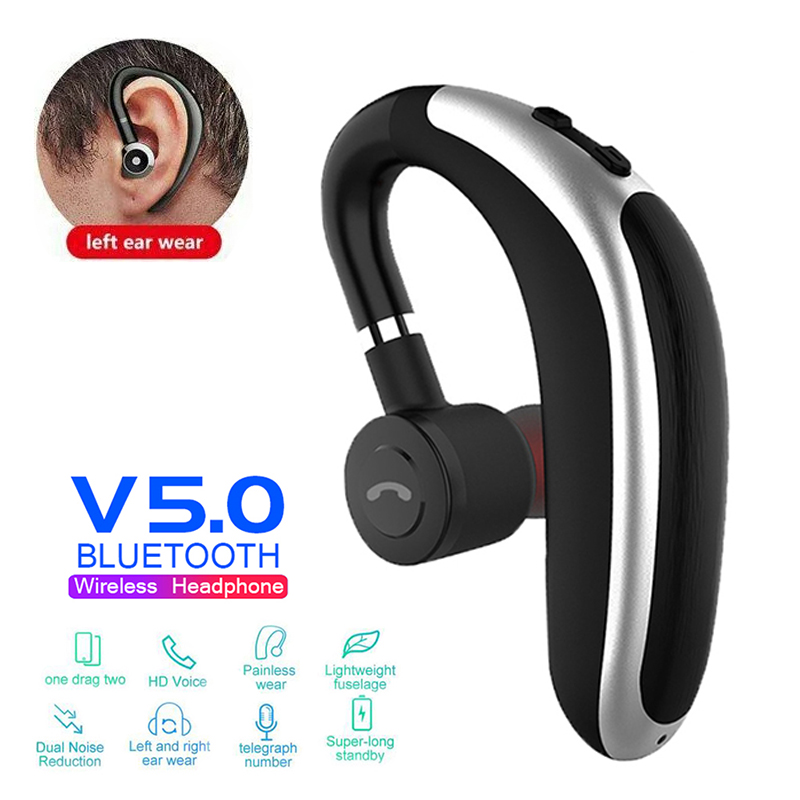 Draadloze Headset Enkele Ear-Haak Bluetooth-Compatibele Hoofdtelefoon In-Ear Auto Call Zakelijke Sport Oortelefoon Met Microfoon Voor Mobiele Telefoon