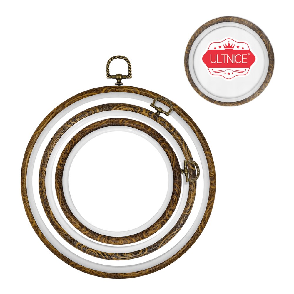 ULTNICE 3Pcs Embroidery Hoops Cross Stitch Hoop Ring Imitated Wood Circle Set Display Frame for Art Craft Handy Sewing and Hangi