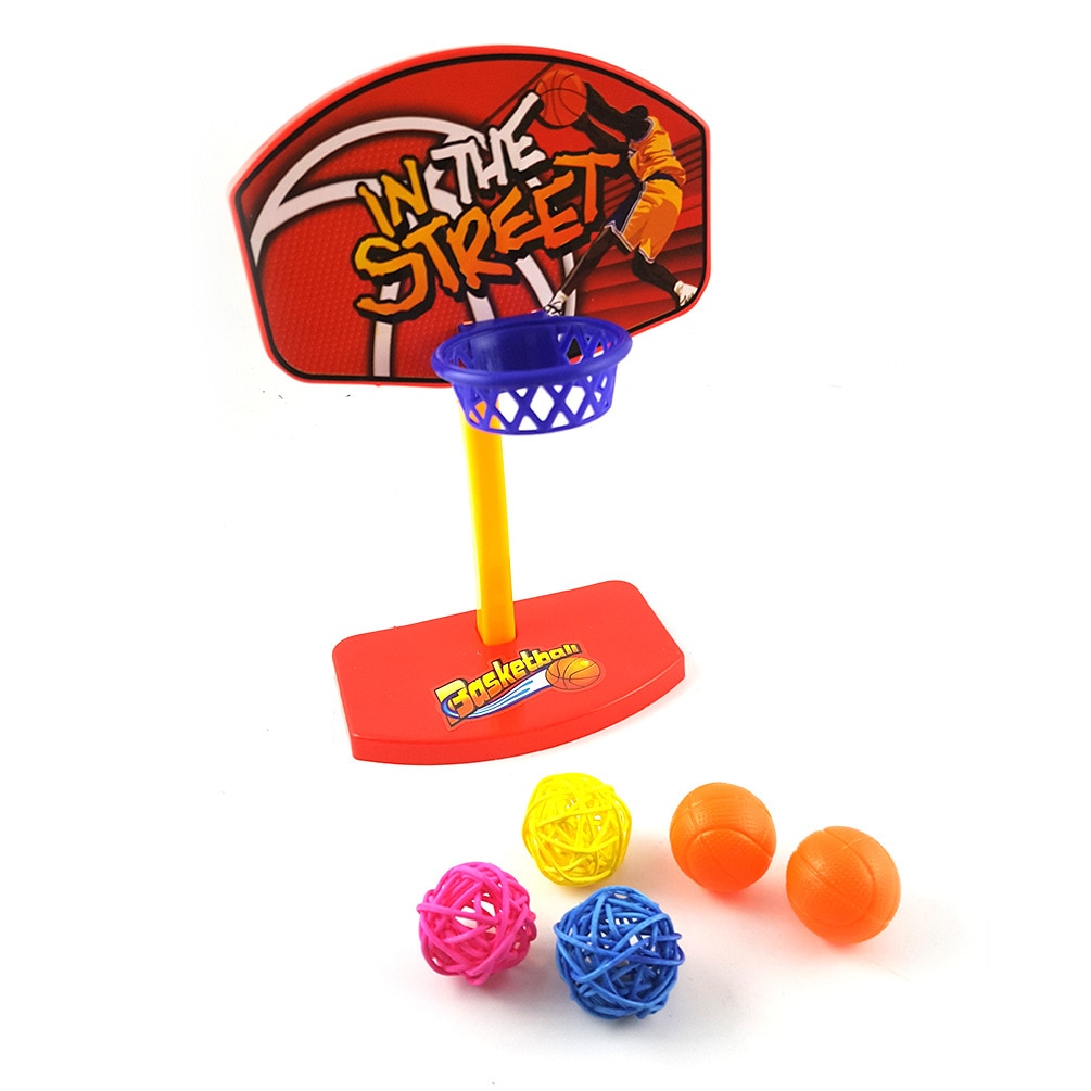 Mini aro de baloncesto divertido, juguete para disparar para loro, rompecabezas de inteligencia, juego de desarrollo, juguetes para masticar, artículos para aves de compañía