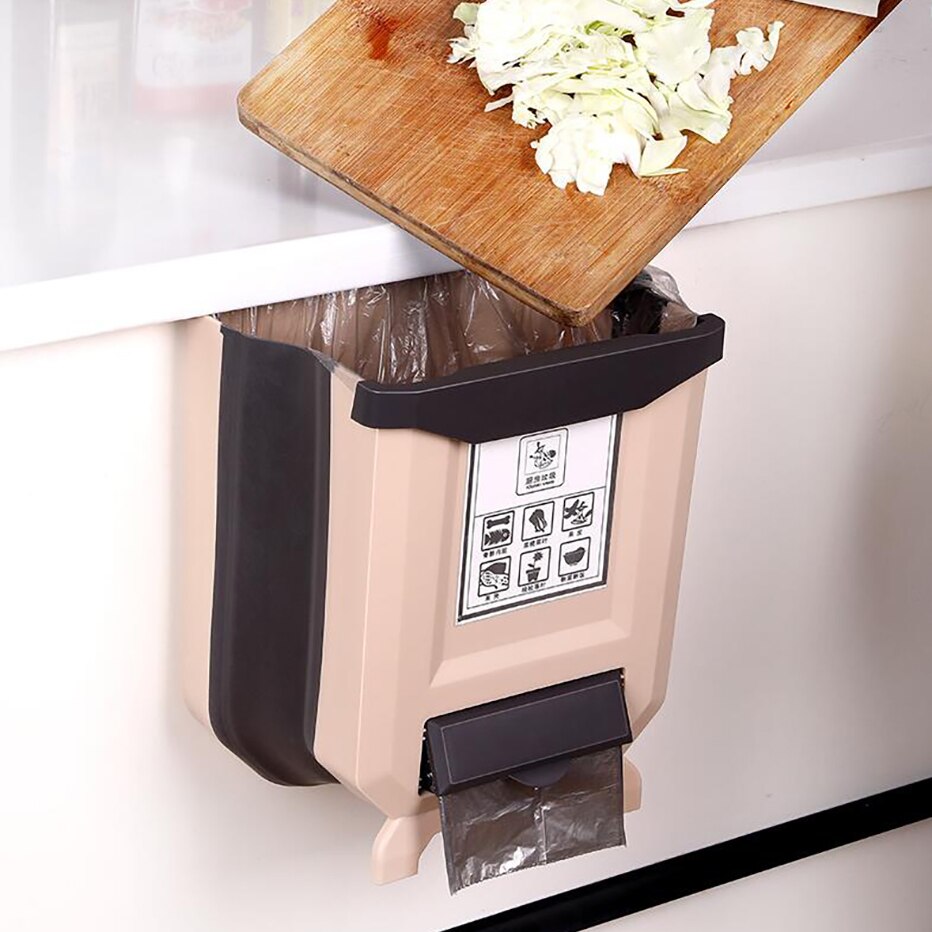 Cubo de basura plegable para cocina, cesta de almacenamiento para basura, porta bolsa de basura, cubo de basura de coche