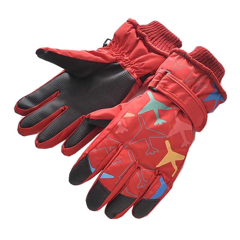 Kinderen kinderen winter warme berg snowboard ski handschoenen sport lange vinger wanten: Rood