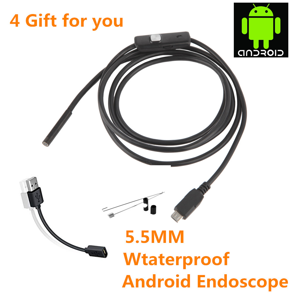 USB Endoscoop Camera 5.5 MM Lens 1 M/2 M/5 M Semi-Rigide Kabel Android Waterdicht borescopen Mini Camera Voor PC Android Telefoon