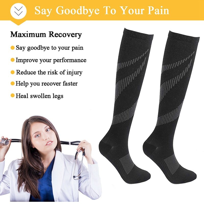Unisex Socks Compression Stockings Pressure Varicose Vein Stocking Knee High Leg Support Stretch Pressure Circulation