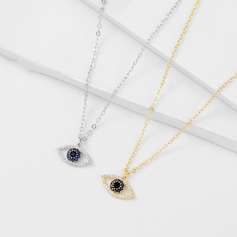 SIPENGJEL Trendy Cubic Zirconia Evil Eye Pendant Necklace For Women Korean Minimalist Necklace Girls Party Jewelry