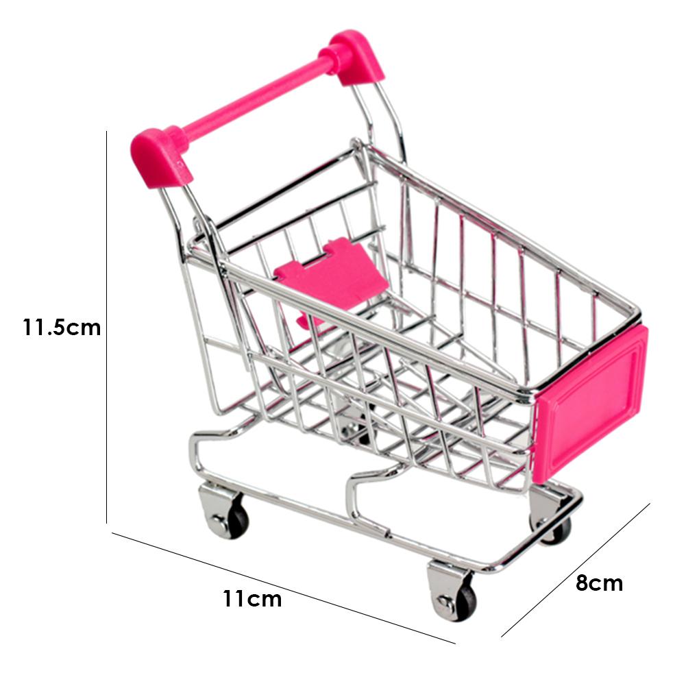 Supermarkt Hand Trolley Mini Winkelwagen Desktop Decoratie Opslag Speelgoed Creatieve Metalen Thuis Opslag Handkar Speelgoed: Rose Gold