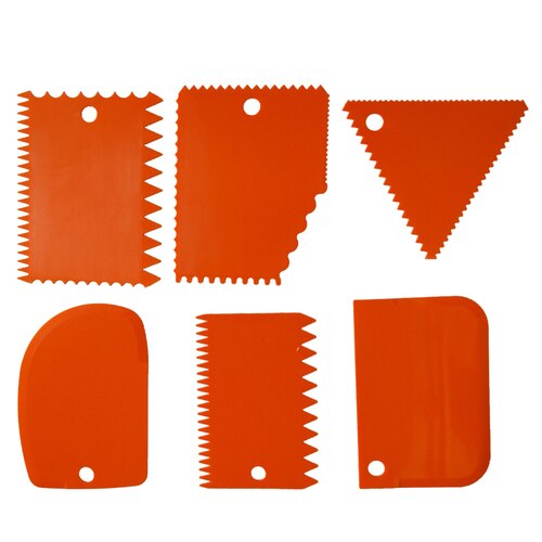 Raspador de plástico para cerámica, herramienta para tallar y esculpir arcilla, con forma de diente, textura de arcilla artesanal, 6 piezas: 6pcs Orange