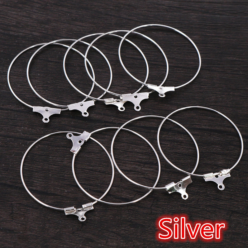 30 Uds 20 25 30 35 40 45mm pendientes de aro hallazgos círculo grande aros de alambre para oreja pendientes para DIY joyería suministros Accesorios: 20 mm / Blanco