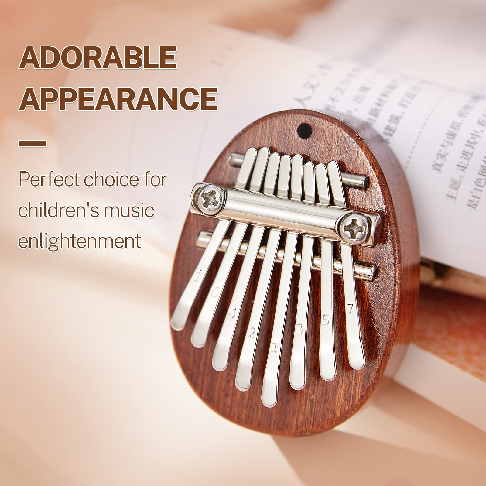 Mini Kalimba 8 Key Thumb Piano 1 Pack Water Style Cute Instrument Portable Exquisite Set for Kids