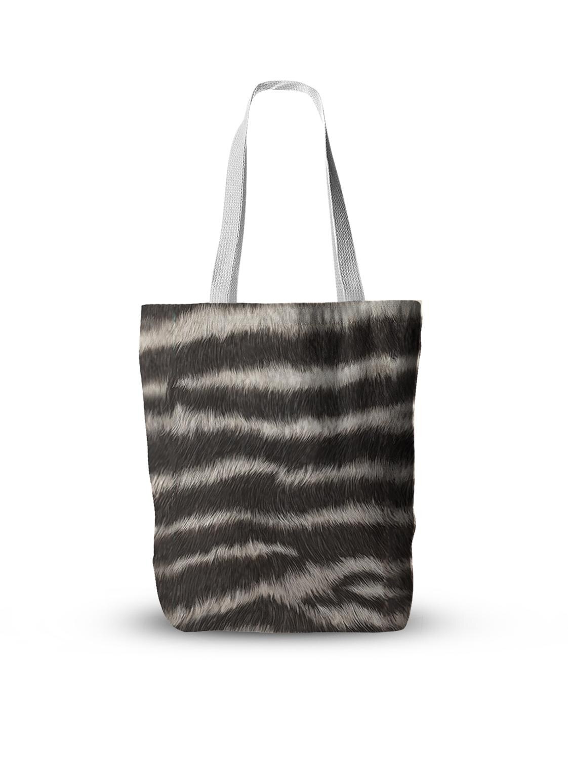 Animal Skin Canvas Bag Leopard Print Tiger Cat Skin Handbag Foldable Large Capacity Shoulder Bag Grocery Storage Bag: style4