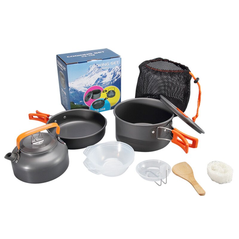 Camping cookware Outdoor cookware set camping tableware cooking set travel tableware Cutlery Utensils hiking picnic set: Tableware Set