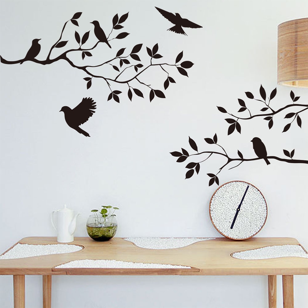 Vogel Tak Muurstickers Boom Blad Decoratieve Vinyl Voor Kinderen Home Decor Woonkamer Stickers Op De Muur Accessoires