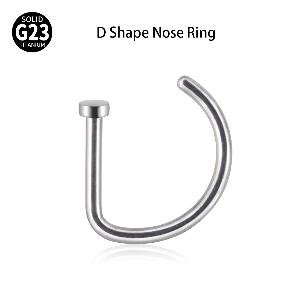 1pc g23 titanium c form næse læbe ring ringe piercing d-form næsebor næse stud krop smykker 20g: D form / 20g 0.8 x 10mm