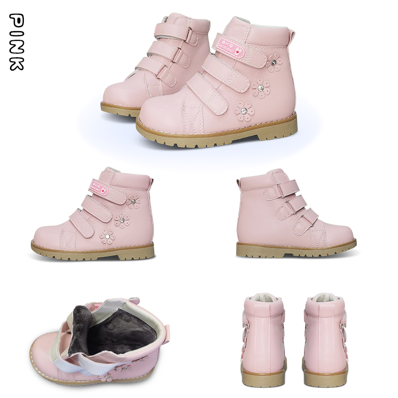 Kinderen Casual Schoenen Meisjes Roze Enkellaars Kids Orthopedische Sneakers Fancy Leuke Peuter Flatfoot Bloem Lederen Laarsjes