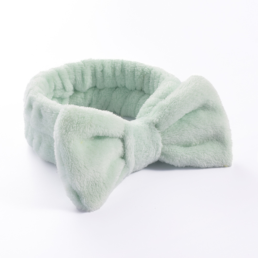 Diademas para el pelo para lavar la cara, diadema con lazo de lana Coral suave y cálida para mujeres y niñas, turbante, accesorios para el cabello de: Verde claro