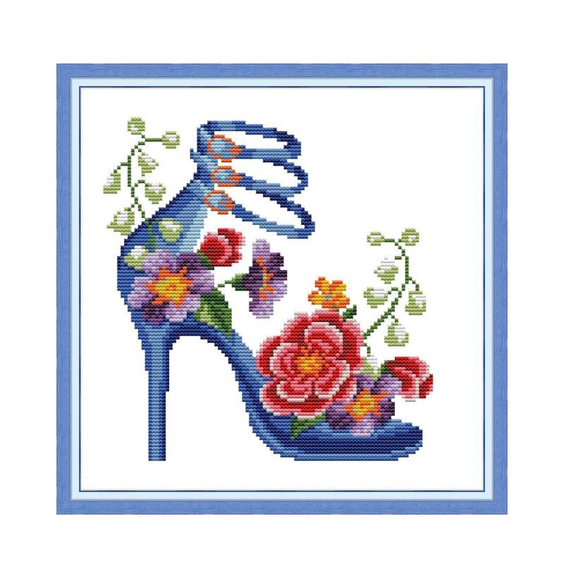 Joy Sunday High Heels Stamped Cross Stitch Kits Embroidery Kit Fabric for Cross Stitch Needles DMC Thread DIY Needlework