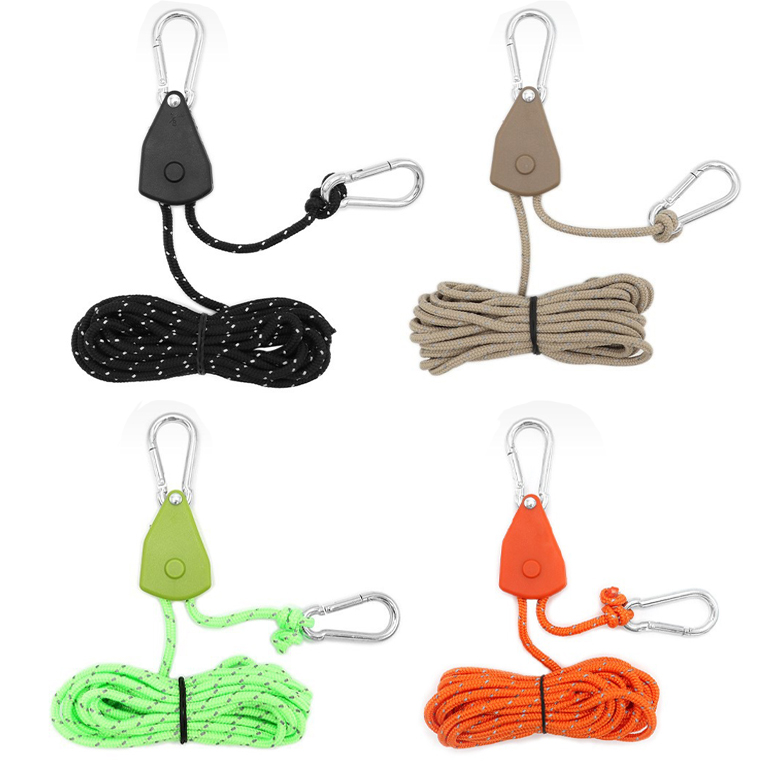 4 Ropes Adjustable Ratchet Rope Straps with Buttons Suitable for Tents Sunshades Plant Lights Outdoor Camping and Hiking: light yellow