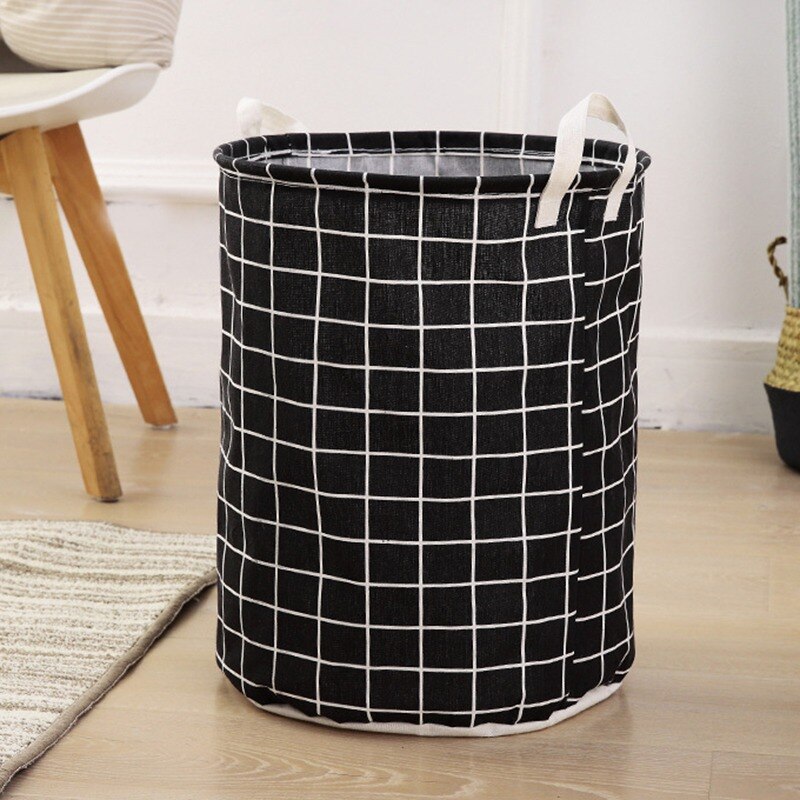Bucket Dirty Clothes Basket Box Linen Fabric Canvas Organizer Foldable Laundry Basket Simple Style Printed Toy Storage: B