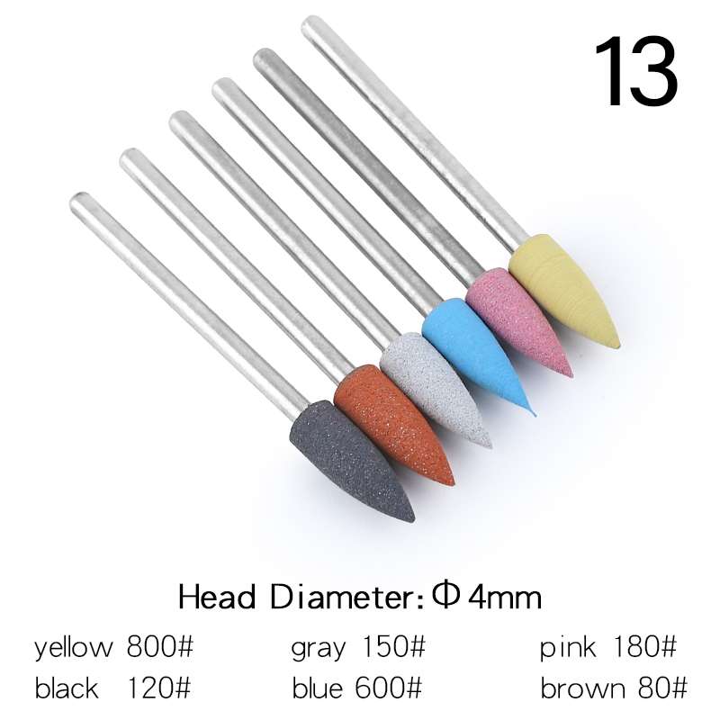 Tignish mix 6 stuks/set 3/32 '' silicagel nagelboor polijstbit uv gellak verwijderen elektrische boor manicure pedicure vijl gereedschap: 13