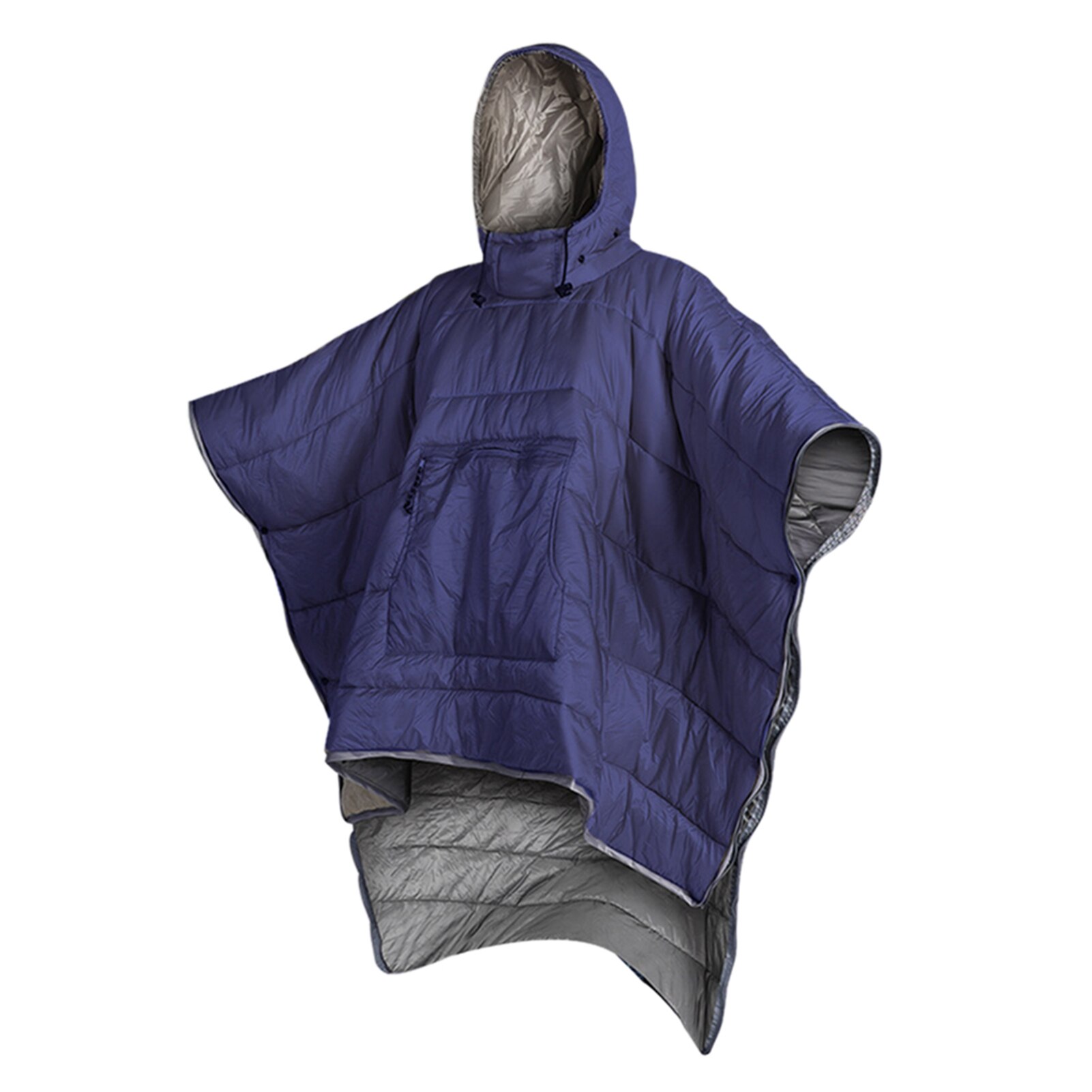Vandtæt sovepose kappe poncho camping varm sove quilt udendørs camping sove tæppe quilt frakke med hætte: Marine blå