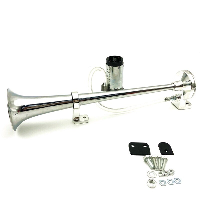 Universal 17 tum enkel trumpet bil lufthorn 12v kompressor 150db super hög luftslang bil horn högtalare för lastbil båt motorcykel: Default Title