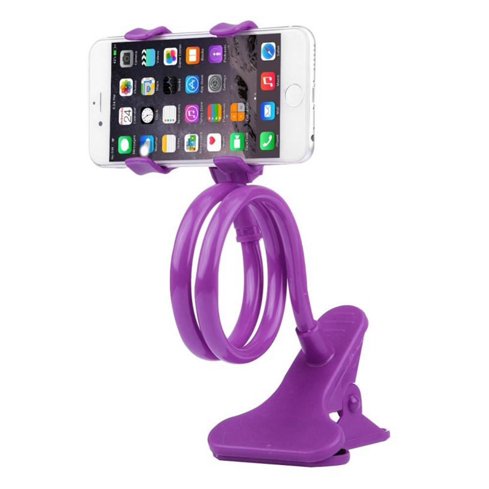 Support de téléphone portable Flexible à deux pinces, bras paresseux: L - Purple