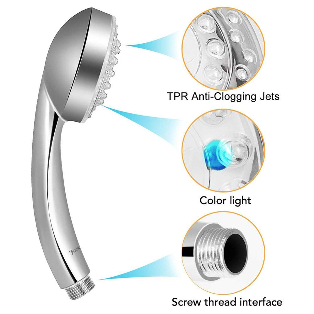 1/2" Color Changing LED Shower Head High Pressure LED Battery-free Illuminated Shower Temperature Controlled Handheld Shower Hea