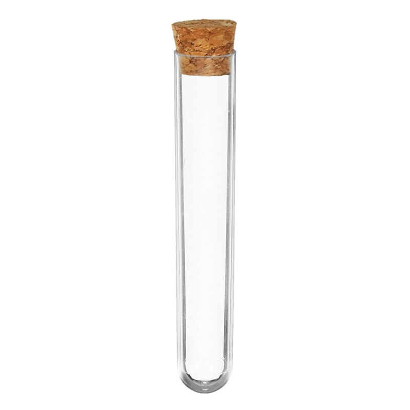 Tubo de ensayo de plástico con tapón de corcho, suministros educativos para escuela, laboratorio, vidrio transparente, 18x105mm, 50 Uds./paquete