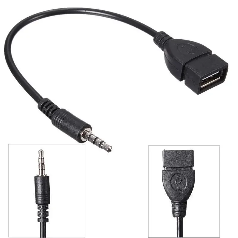 Jack 3.5 AUX Audio Plug To USB 2.0 Converter Aux Cable Cord For Car MP3 Speaker U Disk USB flash drive OTG Converter