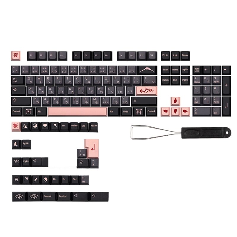 R9JA Stijlvolle Night Sakuras Keycaps Cherry Profiel 136 Toetsen Keycap Japanse Engels: Japanese