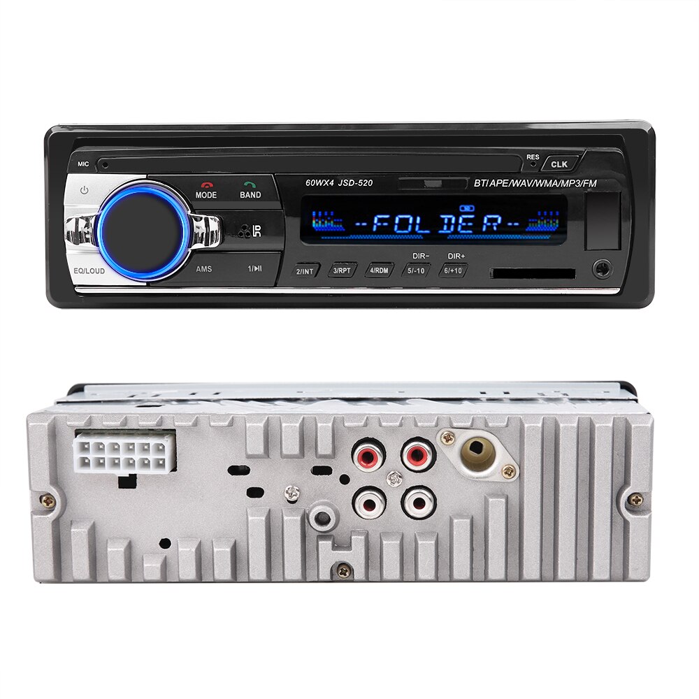 Autoradio JSD 520 estéreo para coche 1 Din coche Radio 12V Bluetooth V2.0 Fm Entrada Aux receptor de Audio de coche Usb SD Mp3 Mmc Wma manos libres: 12 PIN