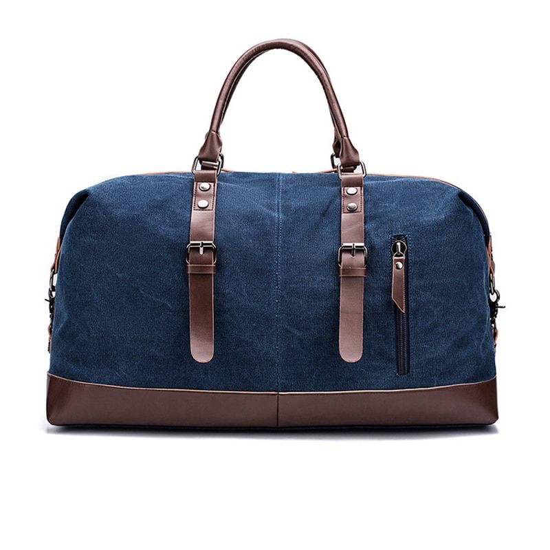 Canvas Leather Men Travel Bags Carry on Luggage Bag Men Duffel Bags Travel Tote Large Weekend Bag Overnight Male Handbag