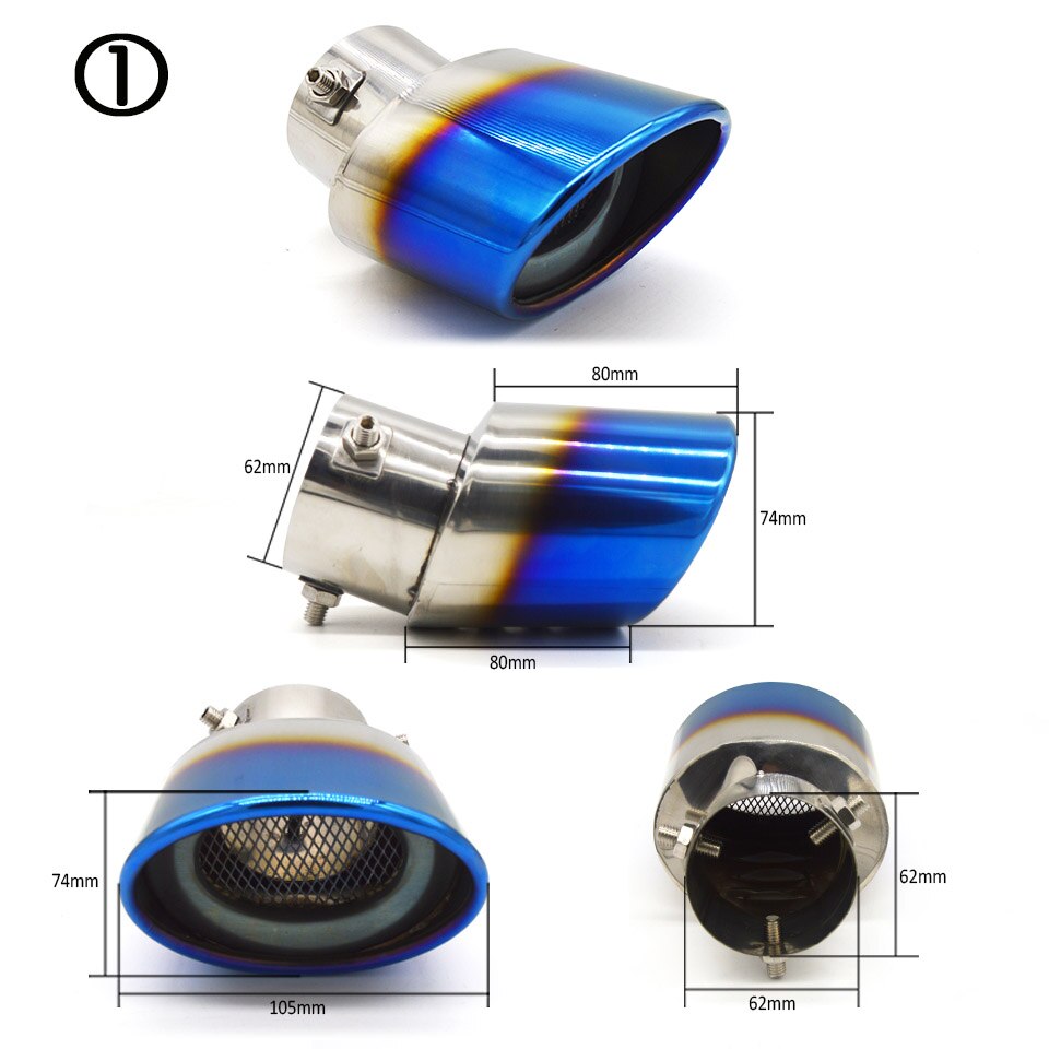 universell biler eksos lyddemper spiss rustfritt stål rør krom listverk modifisert bil bak bakre hale foring tilbehør: 1