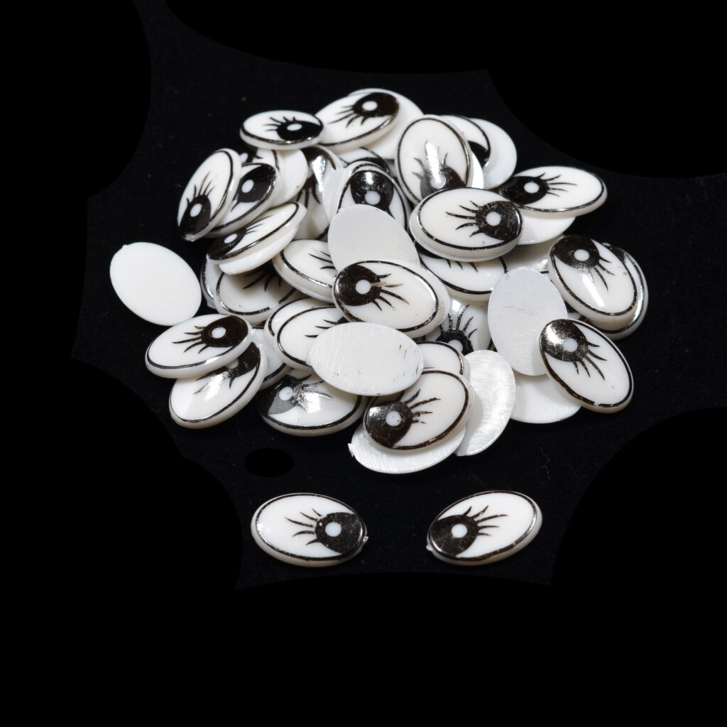 Ojos planos ovalados, Ojos de seguridad de plástico, adhesivo, ojos móviles, arte artesanal, 60 uds.