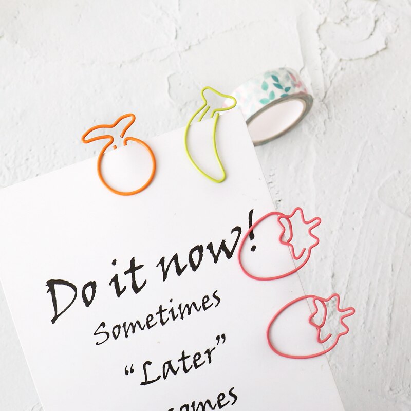 TUTU 30pcs/lot Kawaii fruit Shaped Metal Paper Clip Bookmark Stationery School Office Supply Escolar Papelaria H0341