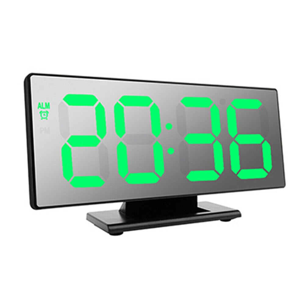 LED Digital Alarm Clock Multi-function Digital Night Light Thermometer Display Electronic Mirror Lamp Clock: Green