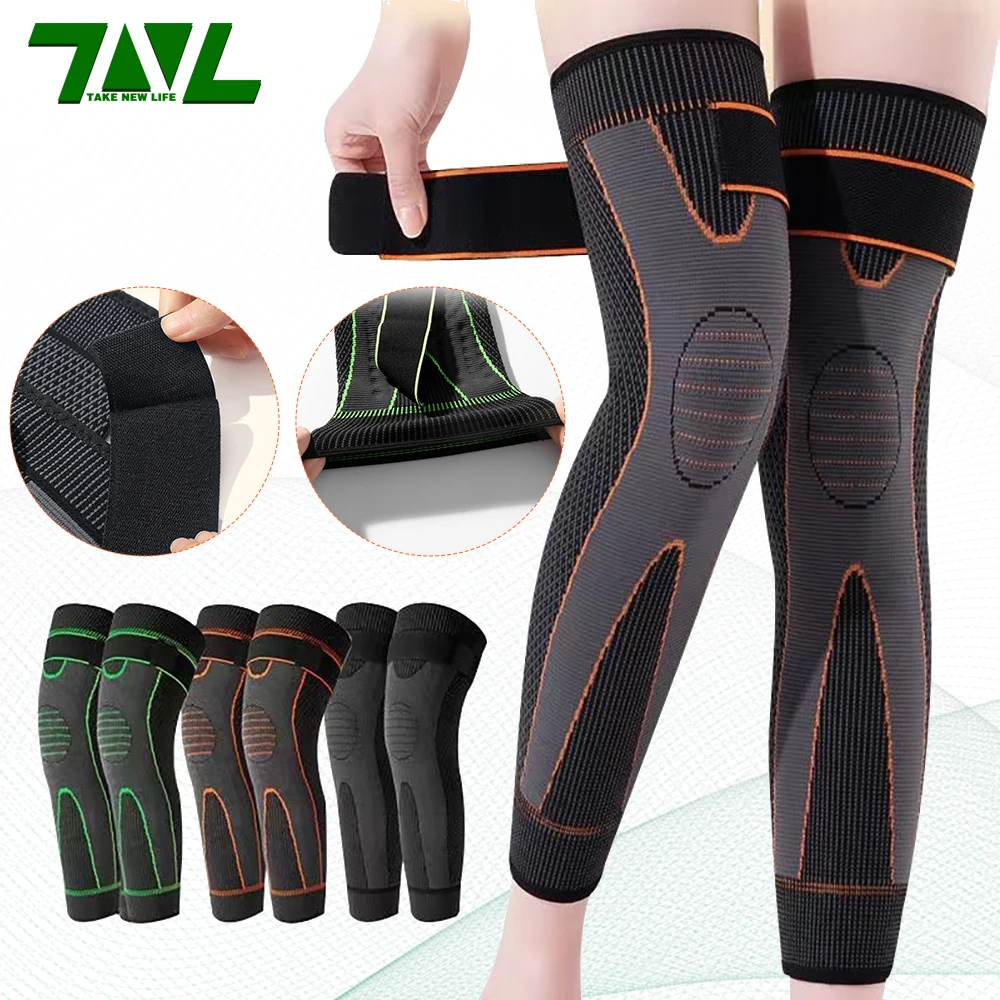 1 par de rodilleras de soporte de rodilla de fitness alargadas vendaje Rodilleras de compresión deportiva de nailon elástico para baloncesto para correr baloncesto rodillas cálidas