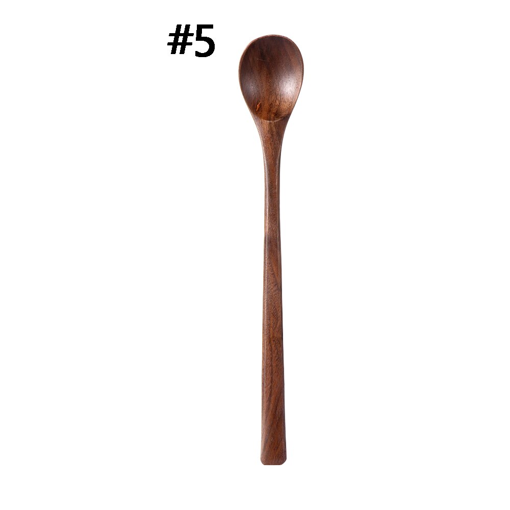 1PC de madera de nogal negro utensilios de cocina arroz pala cuchara de cucharas de café postres condimento cariño cucharadas de té vajilla Natural cubiertos: 5