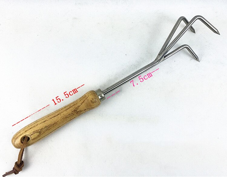 Garden Hand Cultivator Premium Hand Rake for Tilling Soil - Stainless Steel, Wood Handle