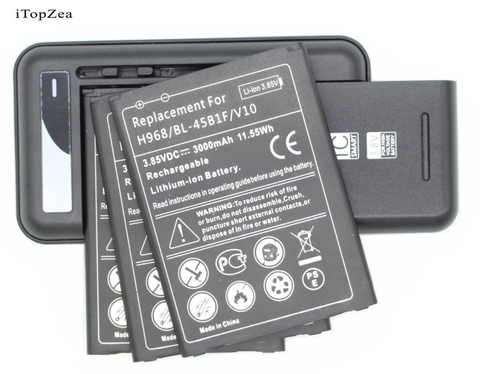ITopZea-Batería de repuesto de BL-45B1F, cargador de pared Universal USB para LG V10 H968 H961N H900 H901 VS990 F600 F600L, 3x3000mAh