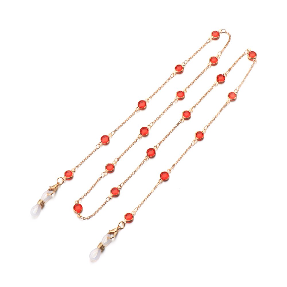 Leesbrilketting voor dames metalen zonnebrilhouder ketting parel kralen brilkettingen brillenhouder: Rood