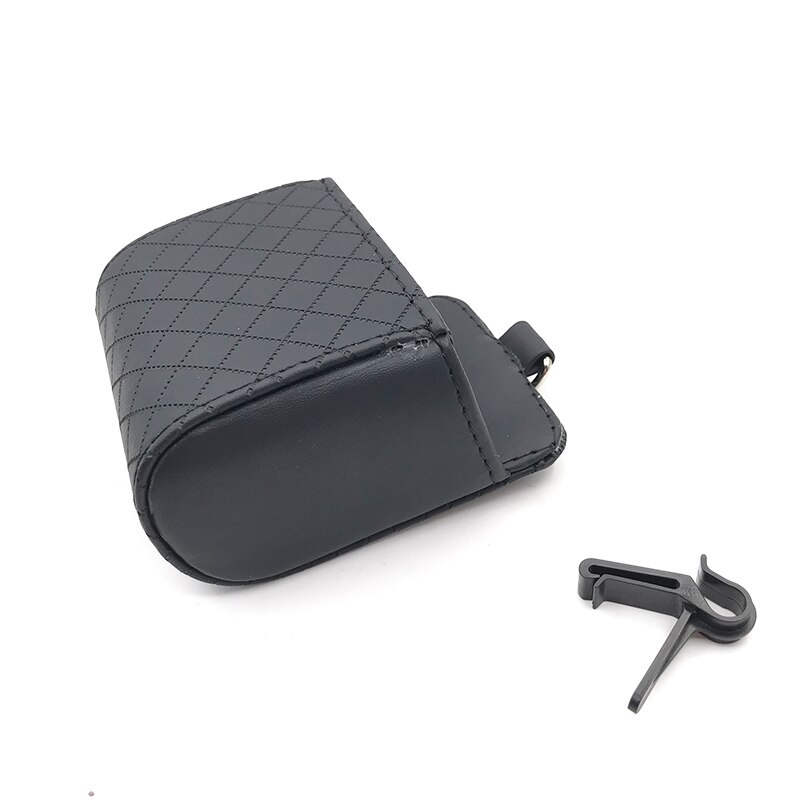 Auto organizer box tas luchtuitlaat dashboard hangend leer universele auto mobiele telefoonhouder in auto interieur accessoires: Zwart