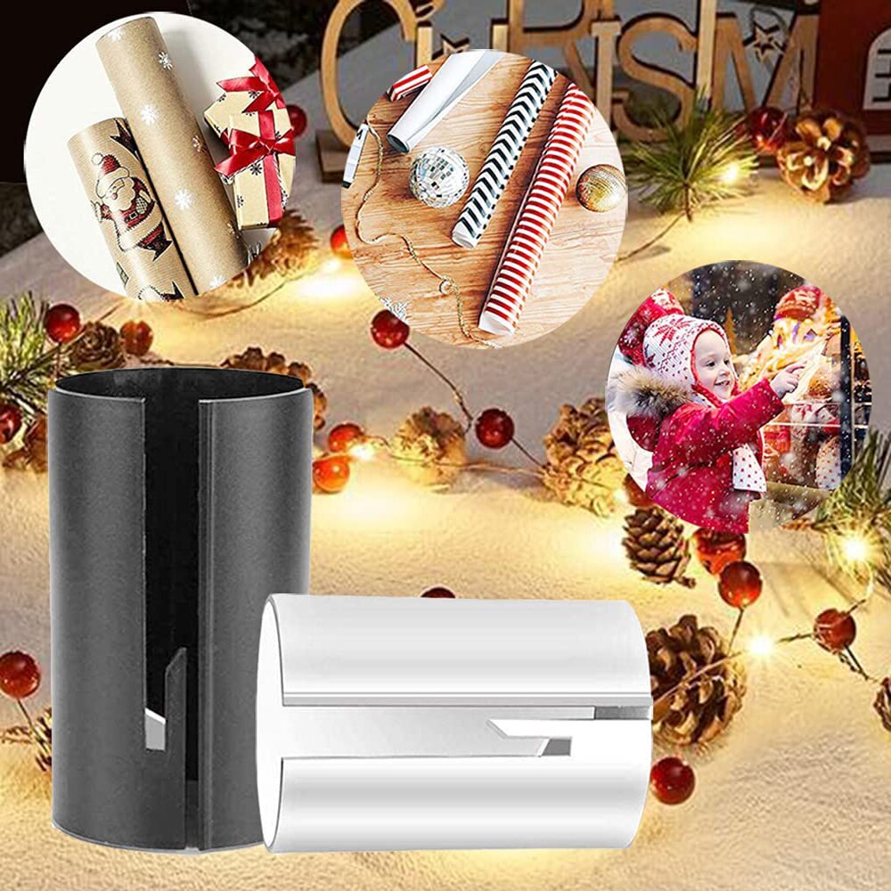 2Pc Wrapping Paper Cutter Christmas Cutting Tools Sliding Wrapping Paper Roll Cutter Cuts the Prefect Line Made Easy Safety Tool