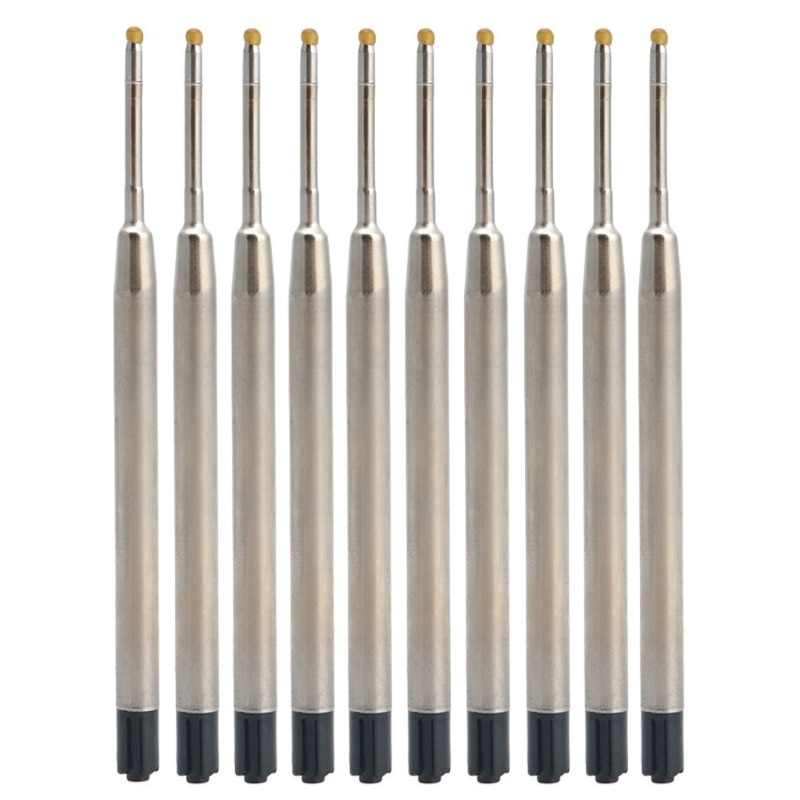 10pcs Universal Standard Style Blue Ink 1MM Medium Nib Ball Point Pen Refills WXTB
