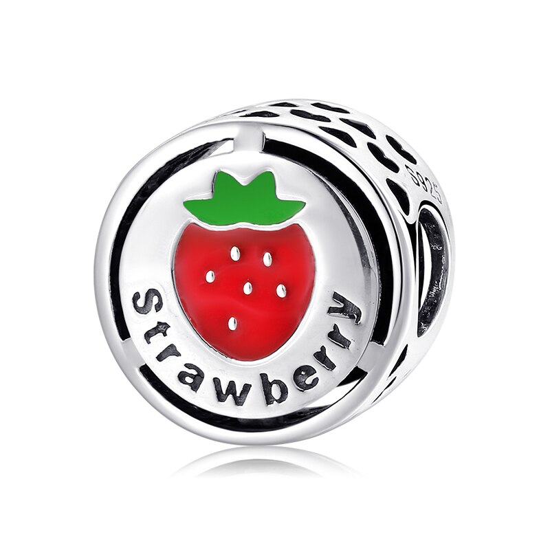 925 Sterling Sliver Yellow Enamel Apple Pear Banana Charms Beads Fits Original European Charms Bracelet Bangles DIY Jewelry: PC0348